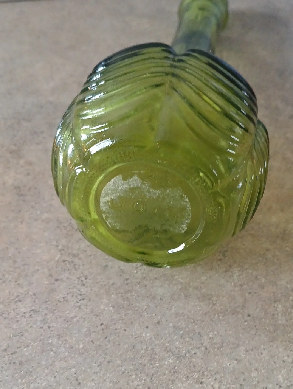 Avon Green Glass (Empty) Bath Oil Bottle with Bulb Stopper